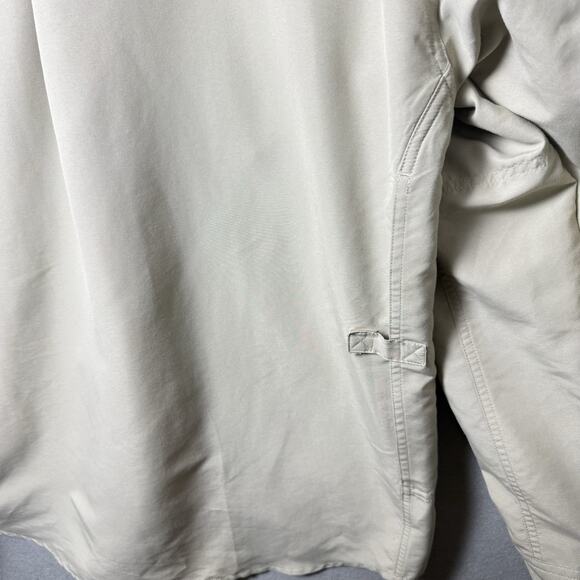 Quest Vented Back Long Sleeve Fishing Button Up Shirt Nylon Zip Tan Men’s XL - Picture 8 of 12